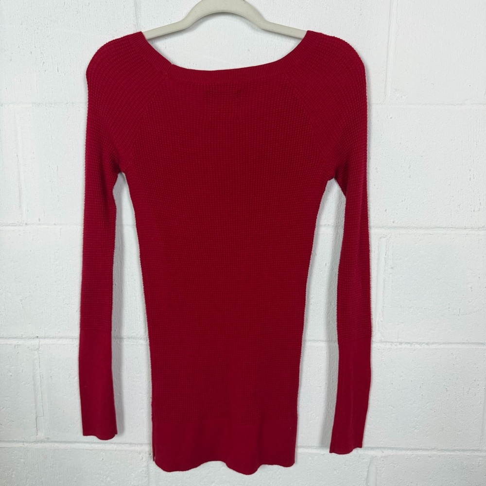 American Eagle Waffle Thermal Top Red Y2K 2010 Bella Swan Elena Gilbert M‎ - Picture 9 of 15
